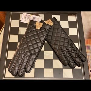 Michael Kors Black Leather Hamilton Gloves sz M